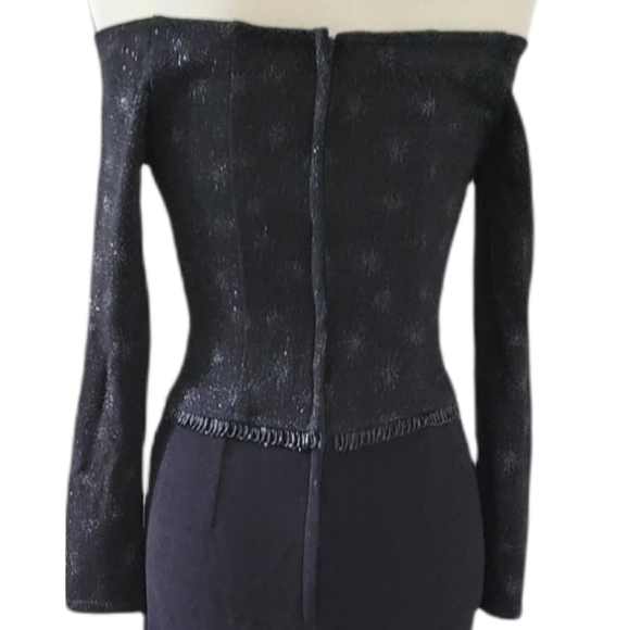 Scott McClintock Vintage Jersey Shimmer Bugle Bead Off the Shoulder Maxi Dress‎ - Picture 6 of 7